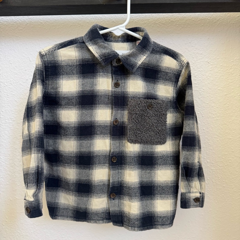 ZARA Boys Flannel Checkered Plaid Shirt